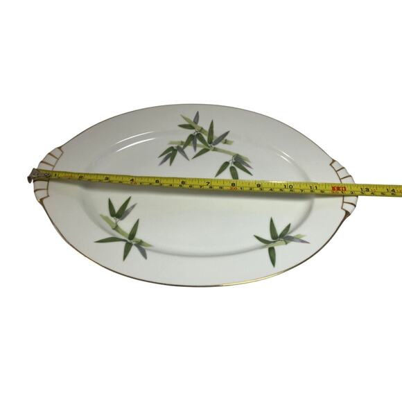 Vintage Narumi 12.75" Platter Oval Serving Spring Bamboo Japan 1950s 24K Gold - Picture 7 of 8